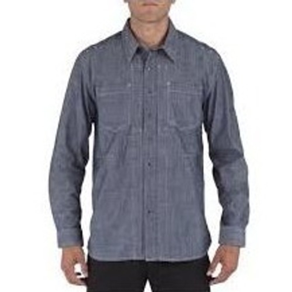 5.11 Tactical Men's Size Small Button Up Shirt Long Sleeve Western Denim Blue